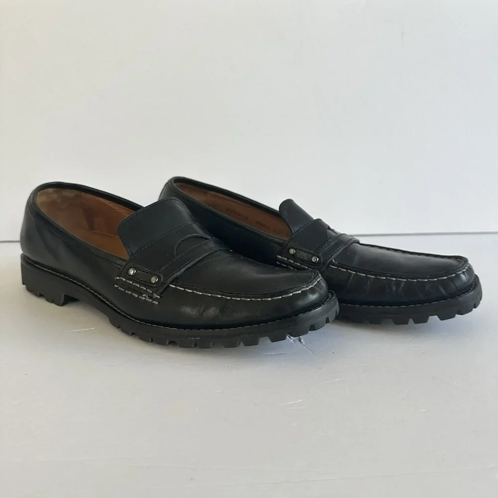 Cole Haan‎ Pinch Penny Loafer Women's 8.5 AA Black Lug Sole Preppy Academia 90s